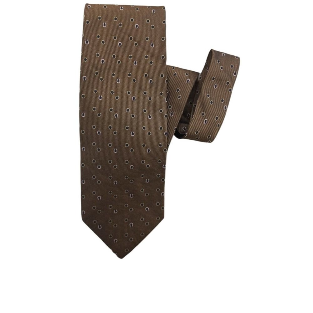 LONGCHAMP Brown Geometric Silk Tie ITALY 61"/ 3.5" EC